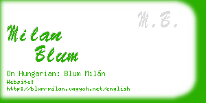milan blum business card